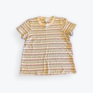 Frank and Oak retro stripe basic tee in Peach XL